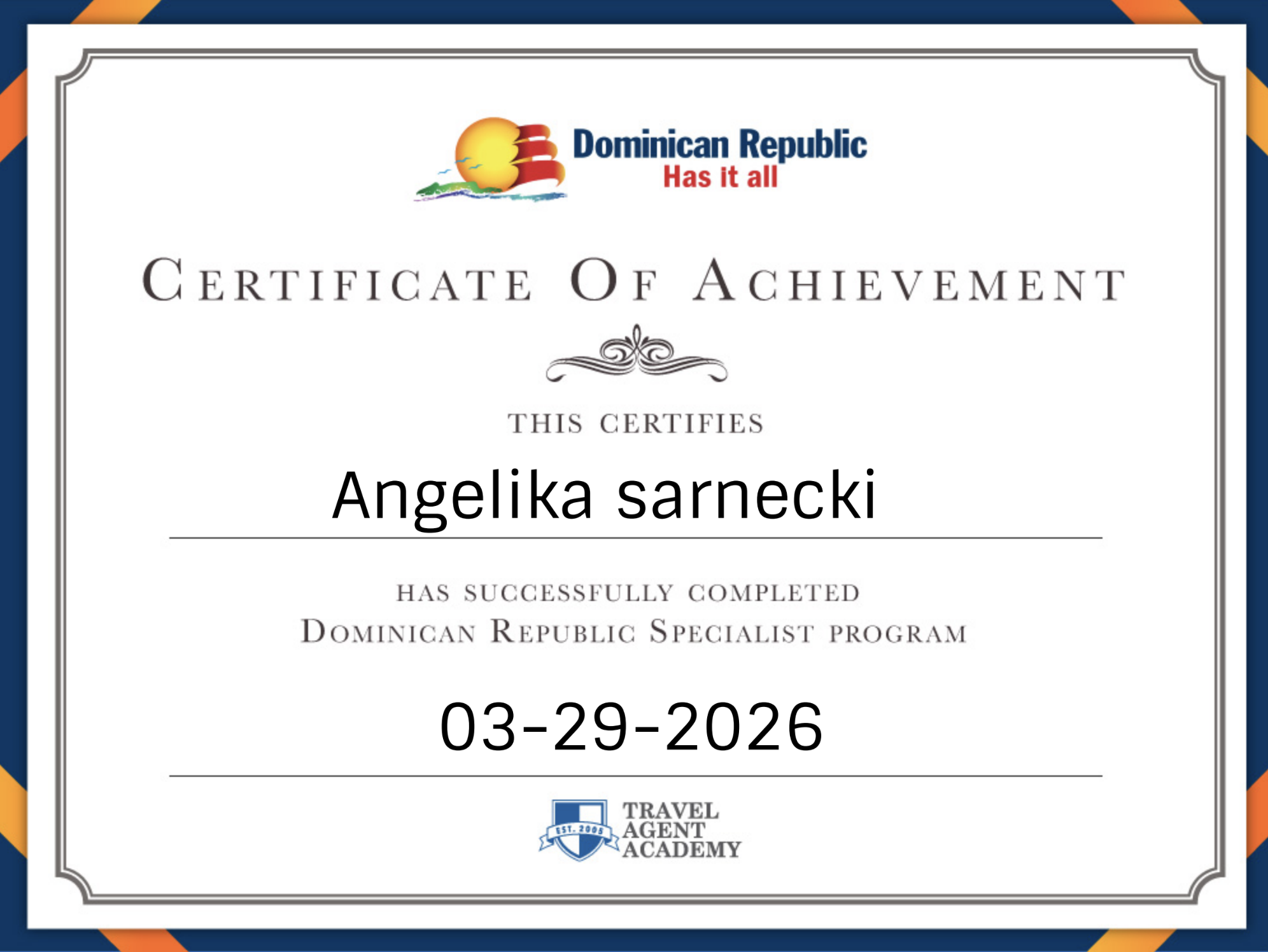 Dominican Republic Certificate